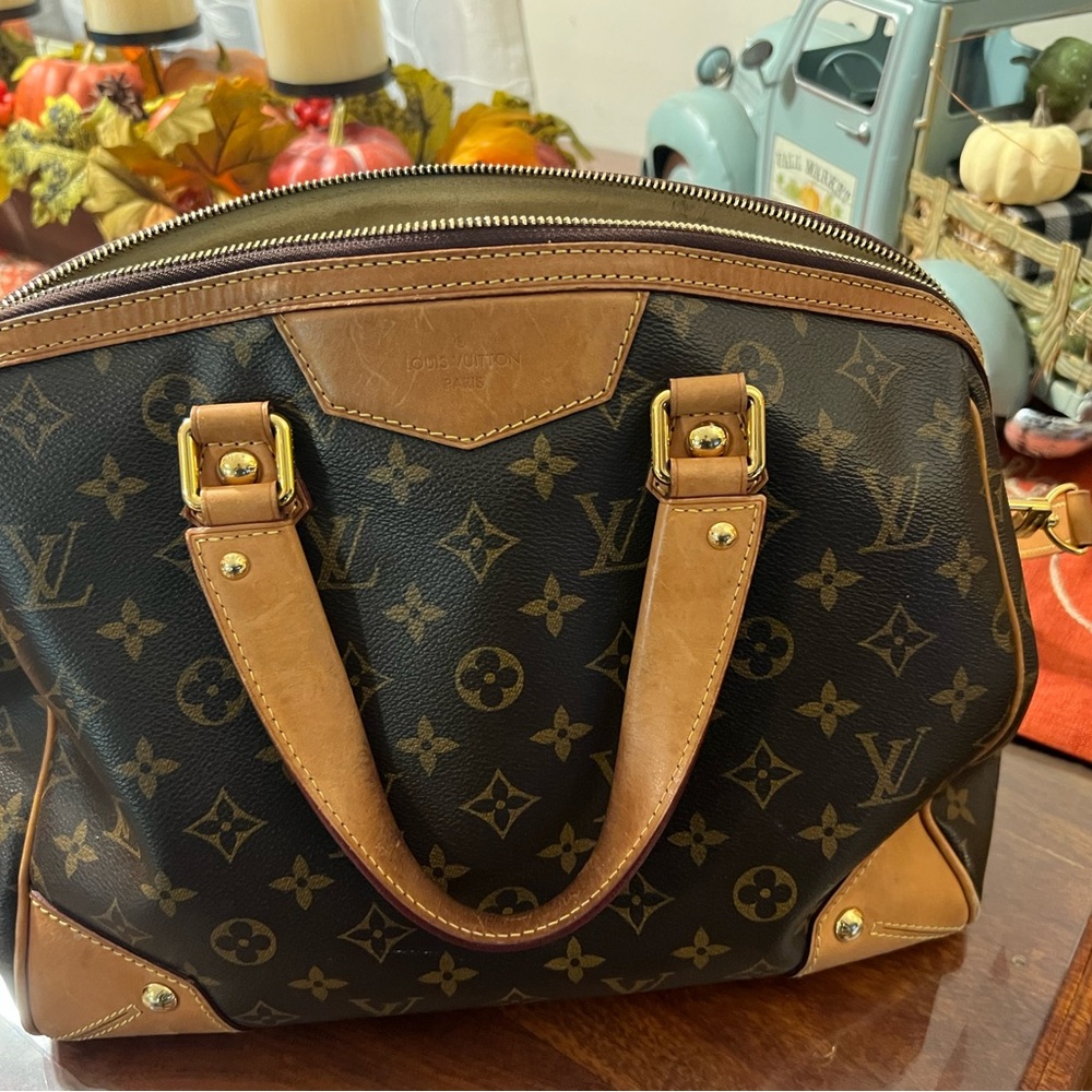 Louis Vuitton Black and Brown Monogram Shoulder Bag, with dust bag lightly used.